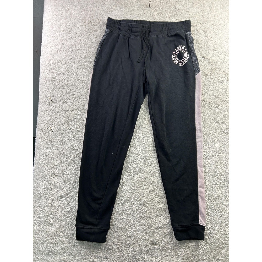 Bobbie Brooks Pants Womens Large Black Pink Jogger Sweatpants Love Athletic Dept